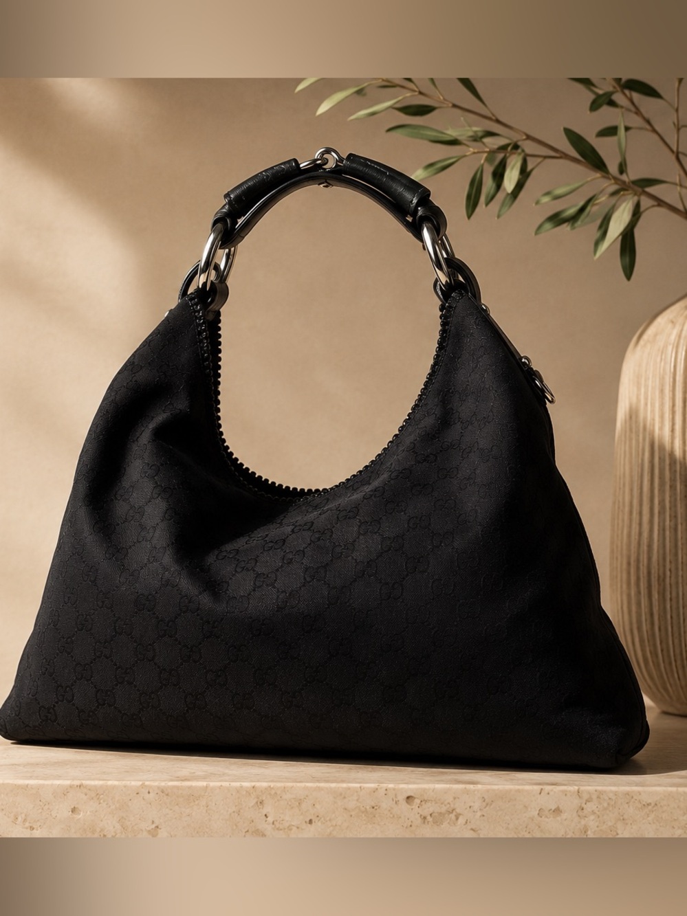 GUCCI Canvas GG Large Horsebit Hobo Bag 🏆